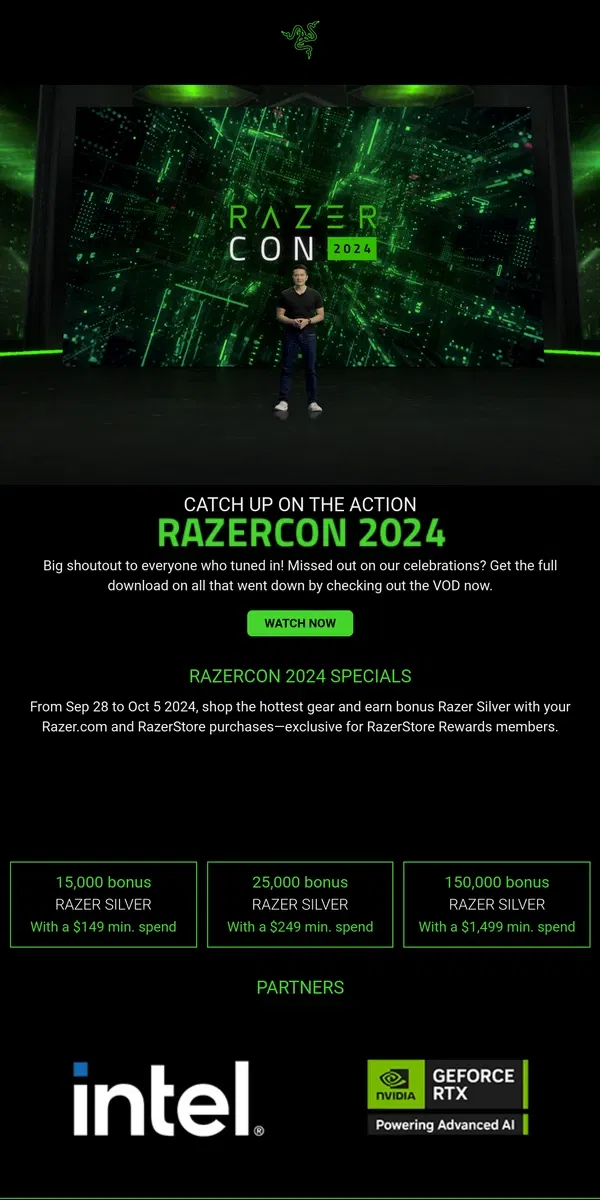 Email from Razer. 🥲Missed RazerCon 2024? Don’t worry.