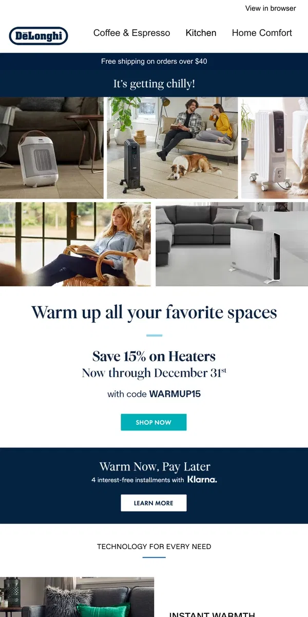 Email from De'Longhi. Last Chance for Holiday Deals!