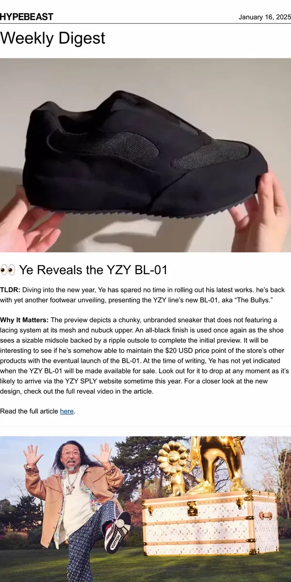 Email from Hypebeast. Have You Seen Ye’s New YZY Sneaker? 🧐