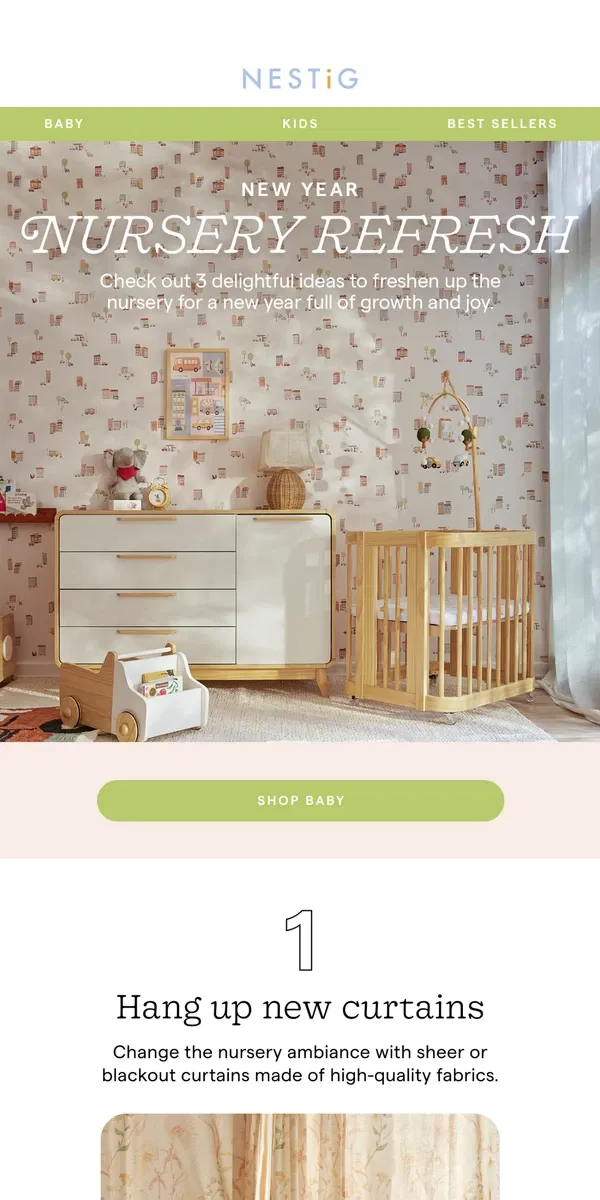 Email from Nestig. The Nursery Refresh Guide