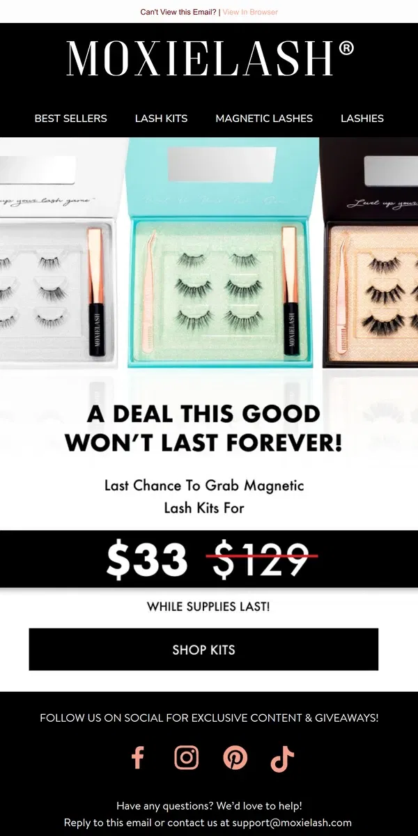 Email from MoxieLash. 💸 PRICE DROP 💸Magnetic Lash Kit Sale!