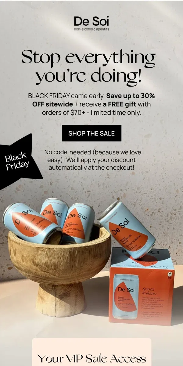 Email from De Soi. Early Access: Up to 30% OFF Sitewide