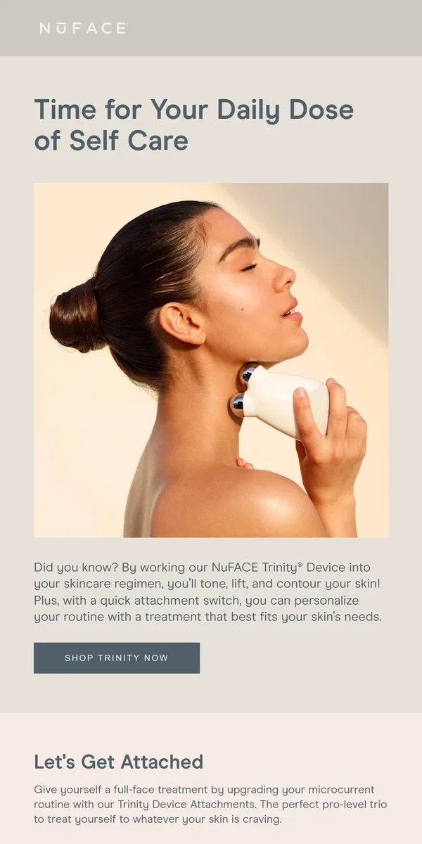 Email from NuFACE. Take Your Routine Next-Level with Trinity