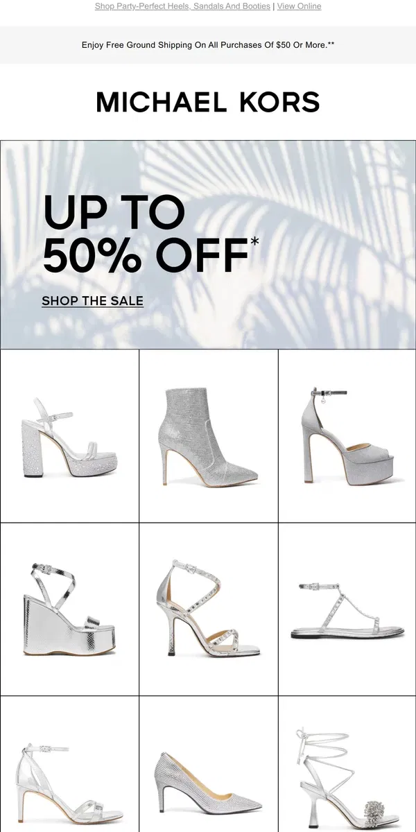 Email from Michael Kors. Shimmering Shoes Are Up To 50% Off