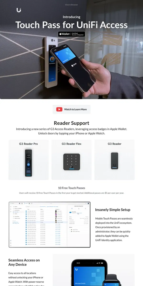 Email from Ubiquiti. UniFi Access Updates: Access 3.0 | G3 Readers | Hub Mini