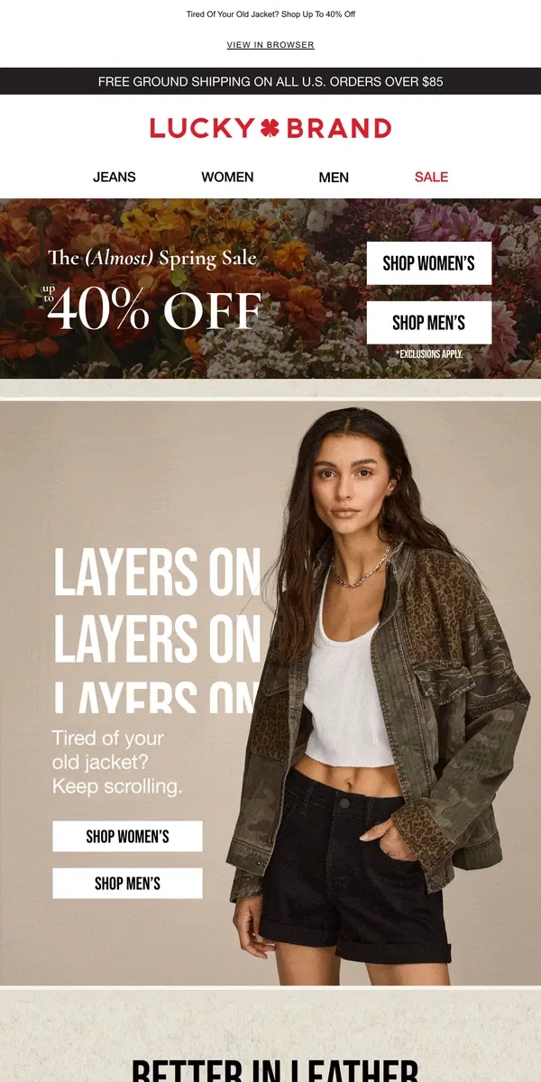 Email from Lucky Brand. Layers On Layers