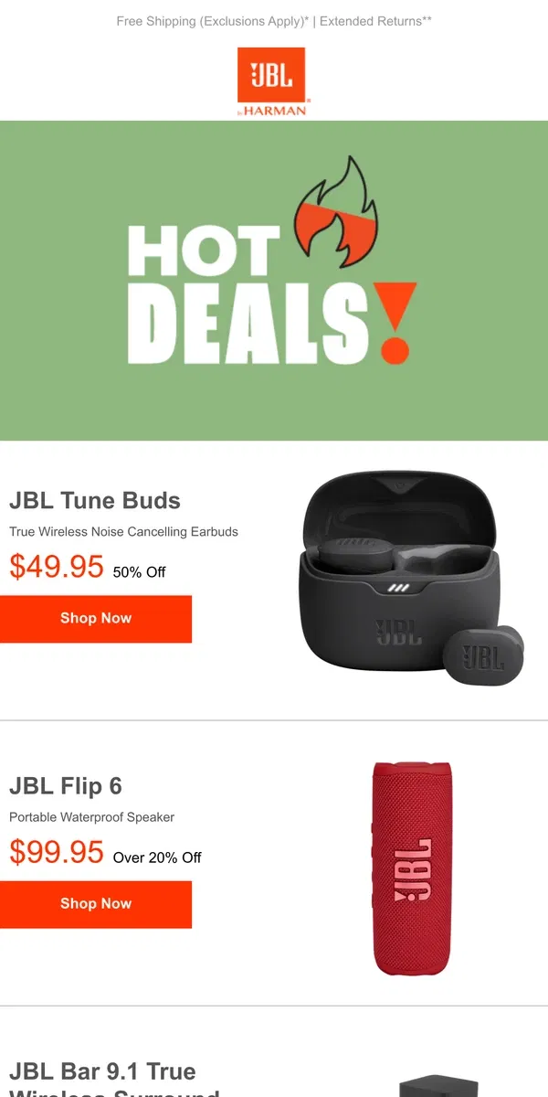 Email from JBL. The Time is Up! Get Up to $300 off on speakers, soundbars, and MORE!