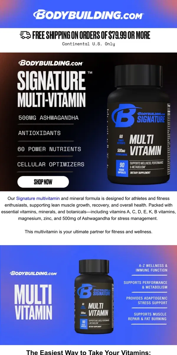 Email from Bodybuilding.com. Unlock Daily Wellness with Signature™ Multivitamin 