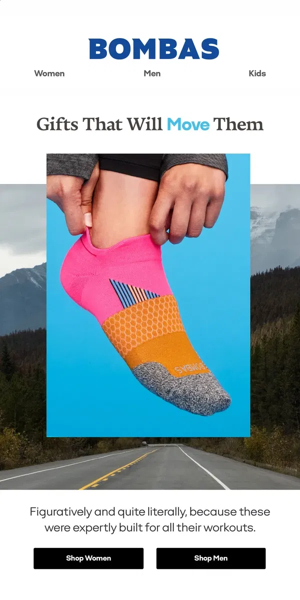 Email from Bombas. Gifts for the Sporty Friend