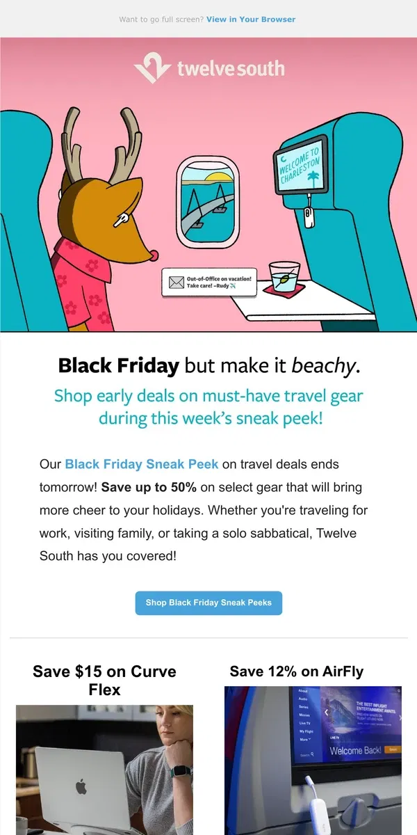 Email from Twelve South. 50% Off Travel Gear Ends Tomorrow... ✈️