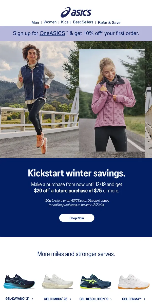 Email from ASICS. A gift for the planners 🗓️