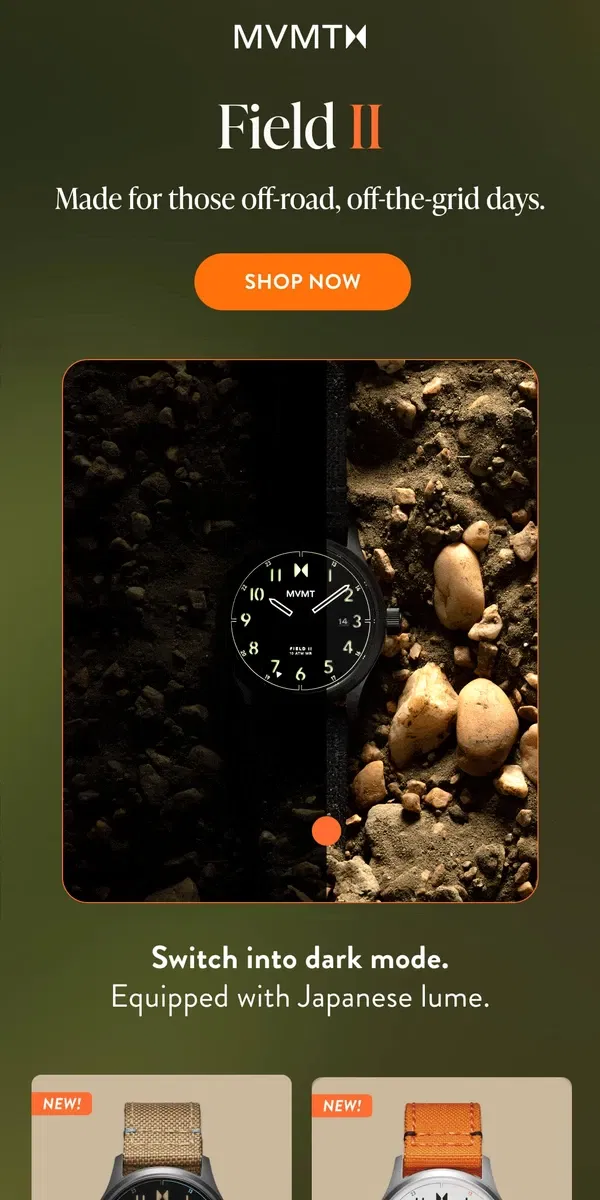 Email from MVMT. Switch into Dark Mode with the Field II