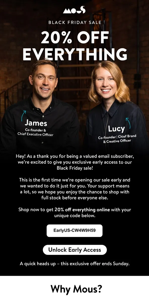 Email from Mous. Exclusive Early Access: Your Black Friday deals are here!