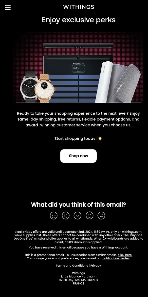 Email from Withings. Shop smarter