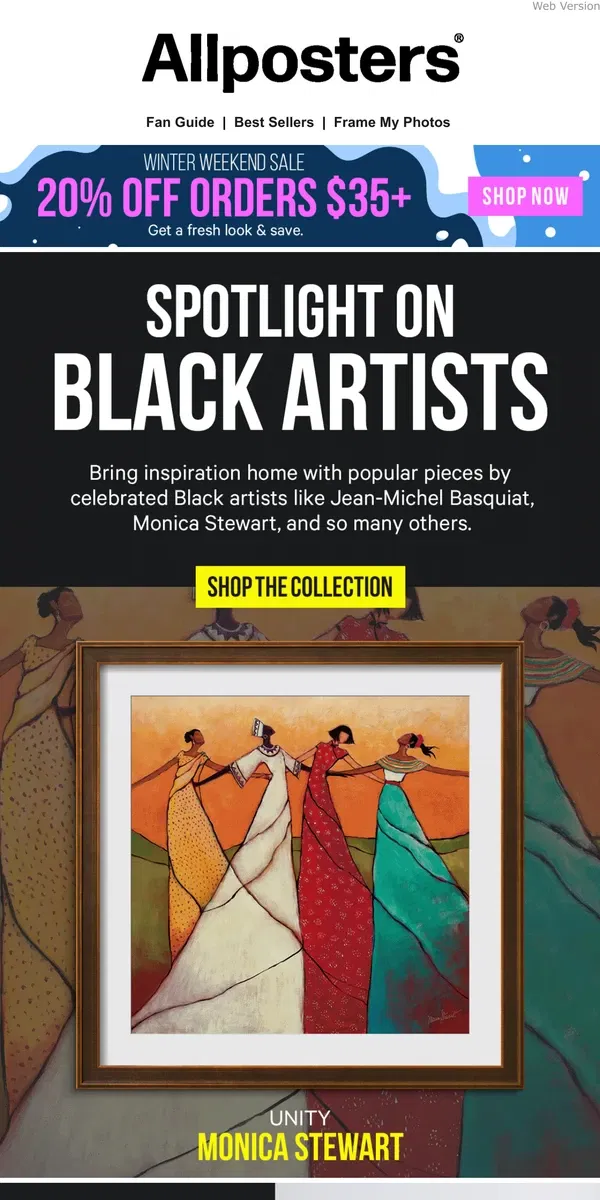 Email from AllPosters. Celebrate Black Artists