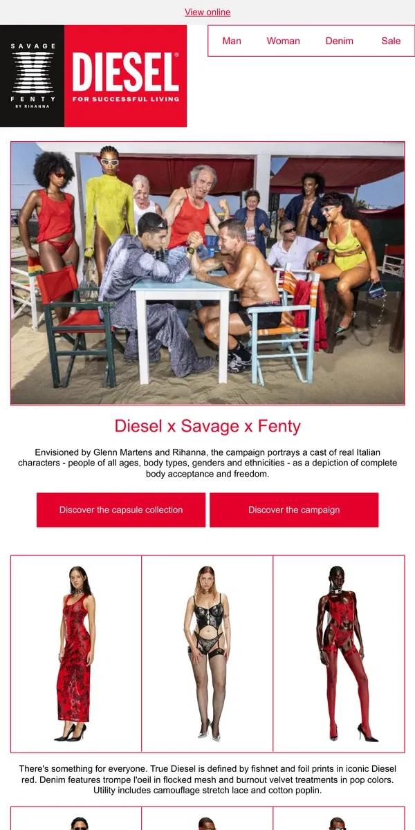 Email from Diesel. Diesel x Savage x Fenty