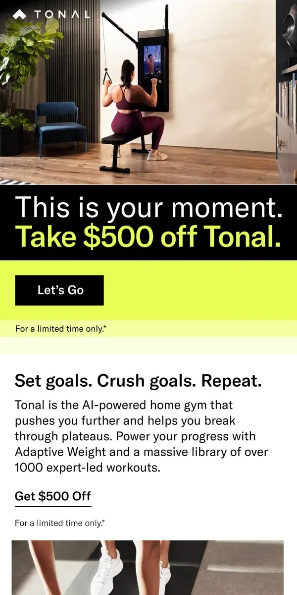 Email from Tonal. Tonal is here to help you meet your goals.