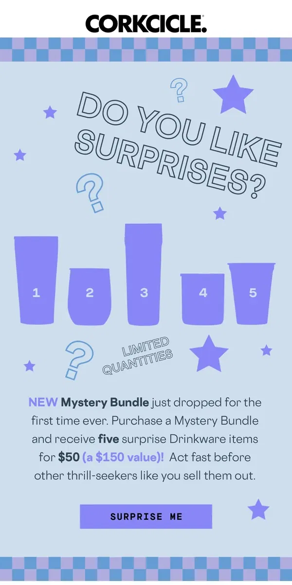 Email from CORKCICLE. Going Fast!! March Mystery Bundle