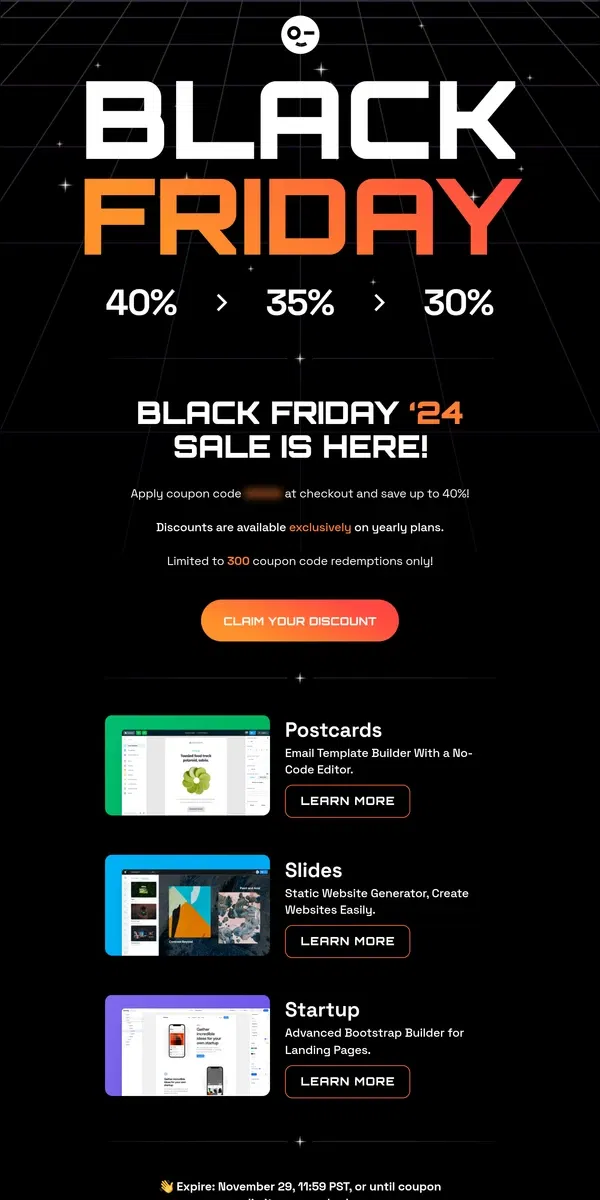 Email from Designmodo. Black Friday ‘24
Sale is here.