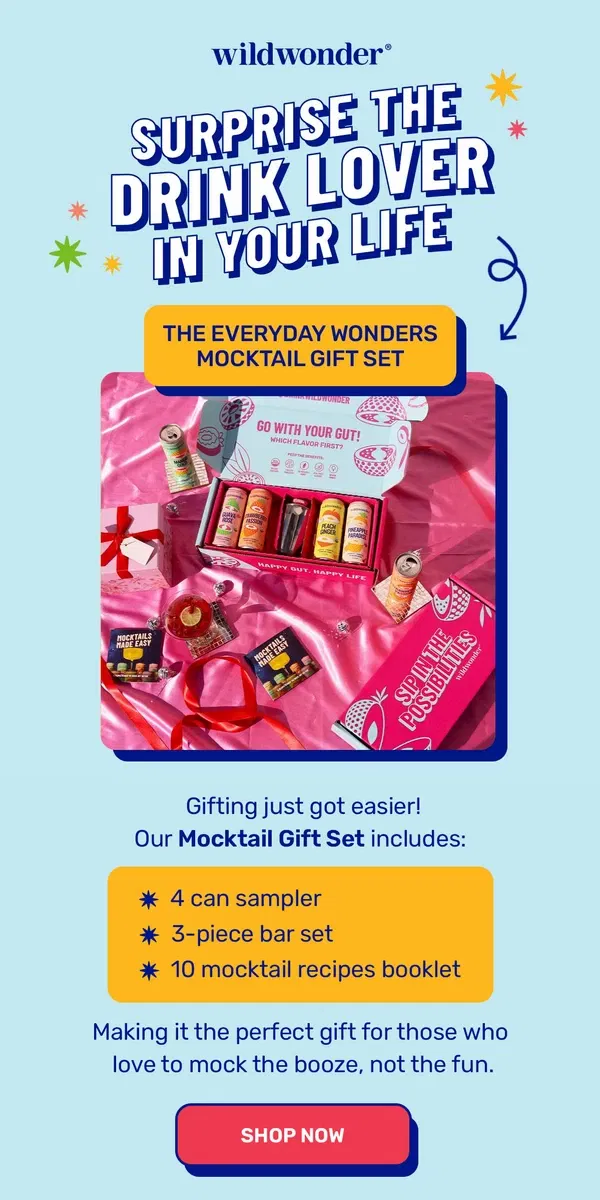 Email from wildwonder. Looking for the perfect gift set!? 🍹🎁