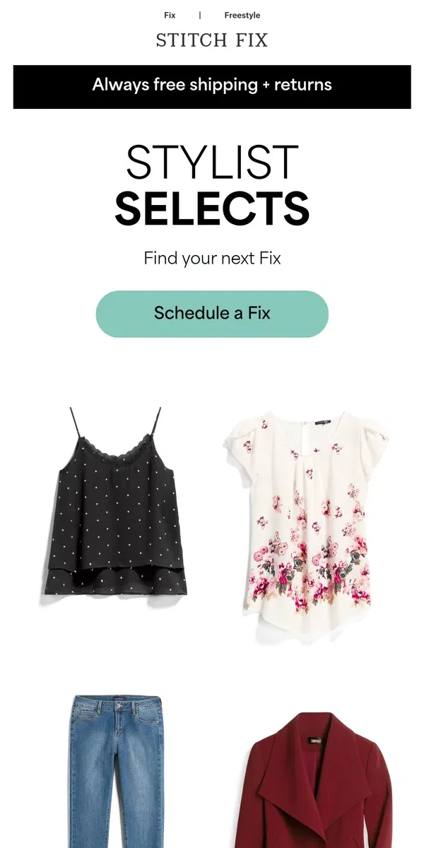 Email from Stitch Fix. Your BFF in style