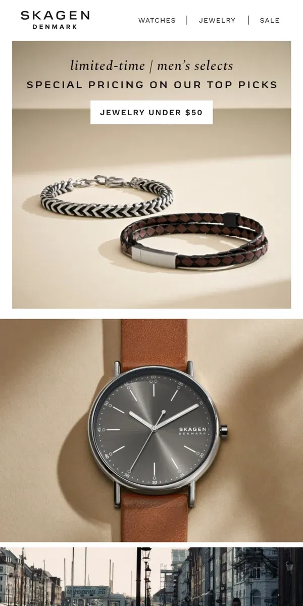 Email from Skagen. fall pieces for him for effortless layering.