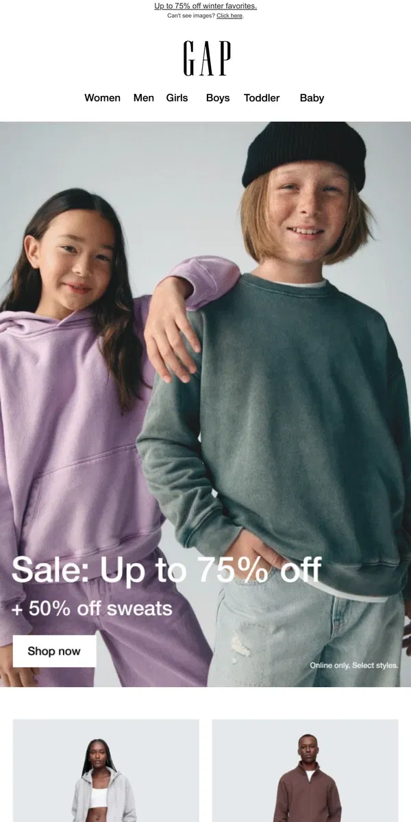 Email from GAP. 50% off these soft sweats just dropped