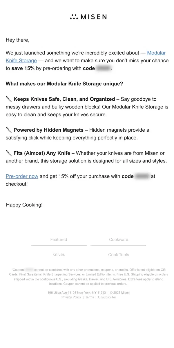 Email from Misen. Your Knives Deserve Better