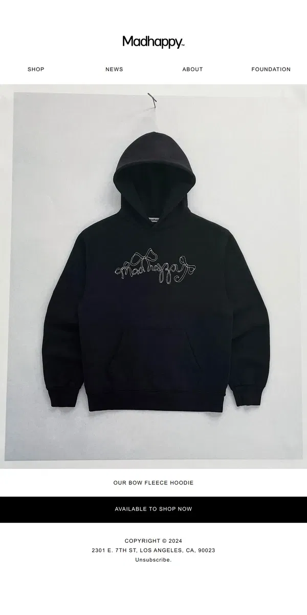 Email from Madhappy. Bow Fleece Hoodie