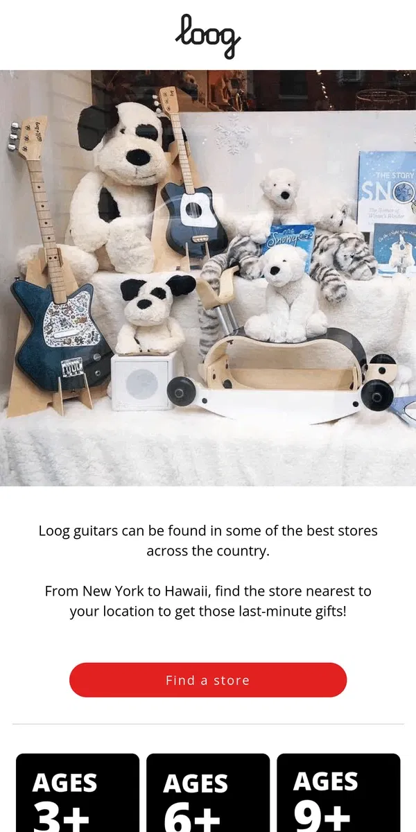 Email from Loog Guitars. Not too late: find a store