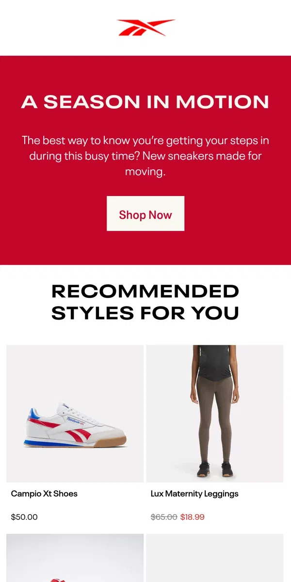 Email from Reebok. Comfy, cushy running shoes 🏃