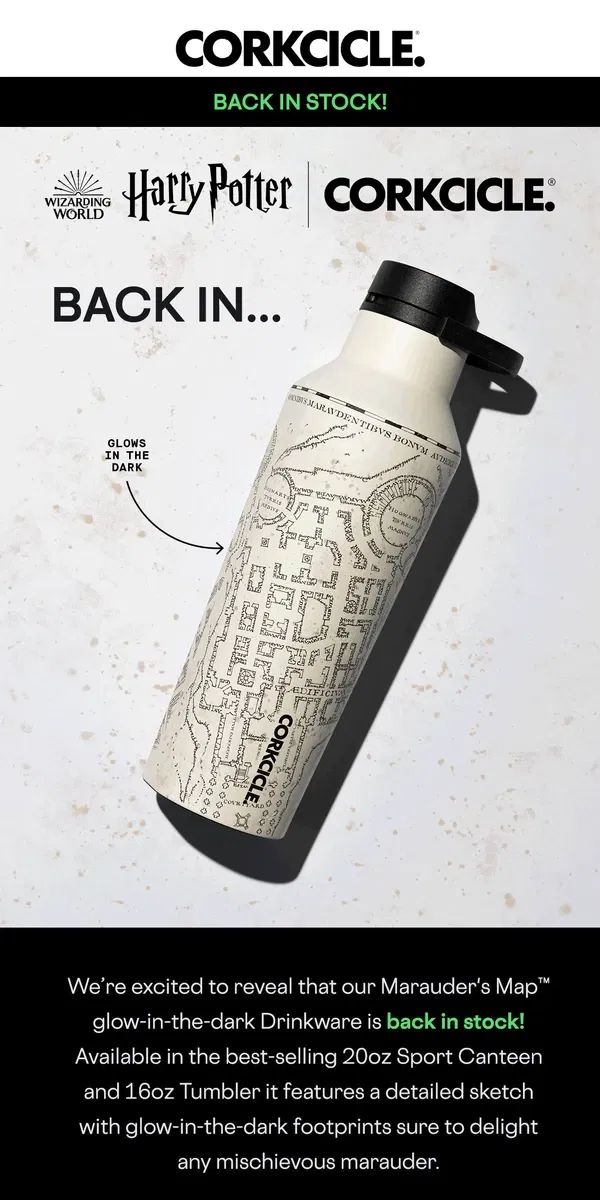 Email from CORKCICLE. BACK IN STOCK Harry Potter™ Marauder's Map™