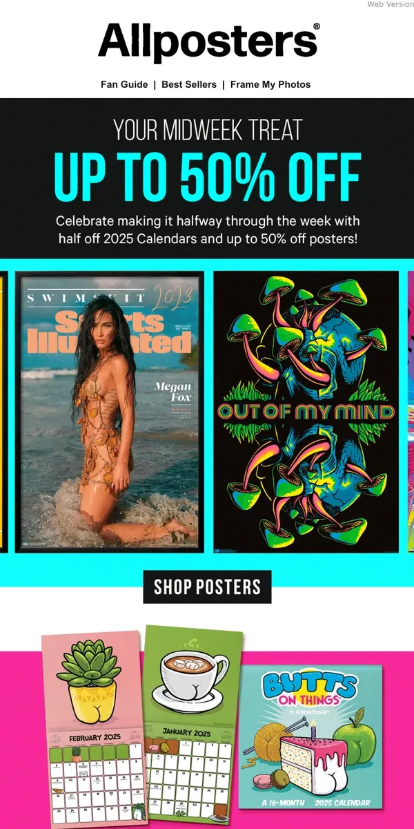 Email from AllPosters. Midweek Markdowns