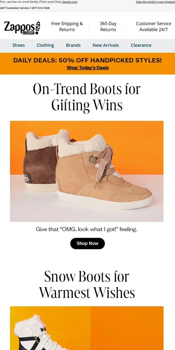 Email from Zappos. Sneak a peek: gifting ideas!