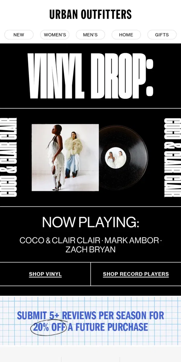 Email from Urban Outfitters. now playing: NEW VINYL →