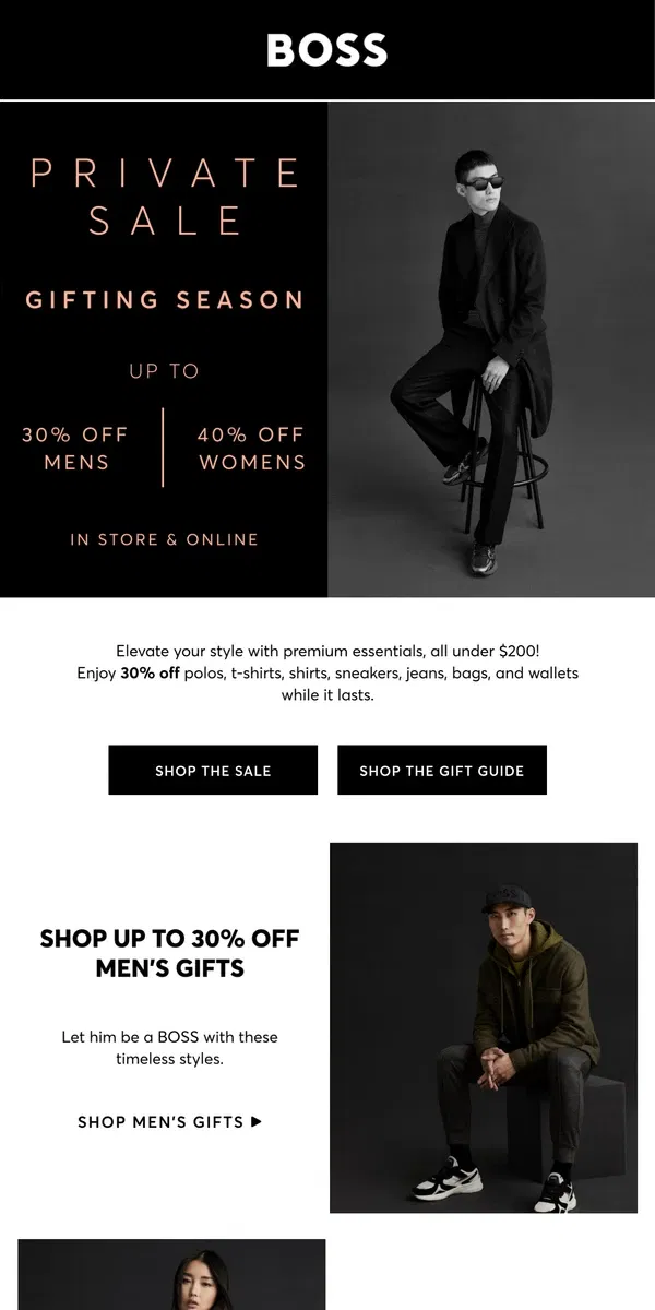 Email from HUGO BOSS. Hurry! 30% off gifts for a limited time