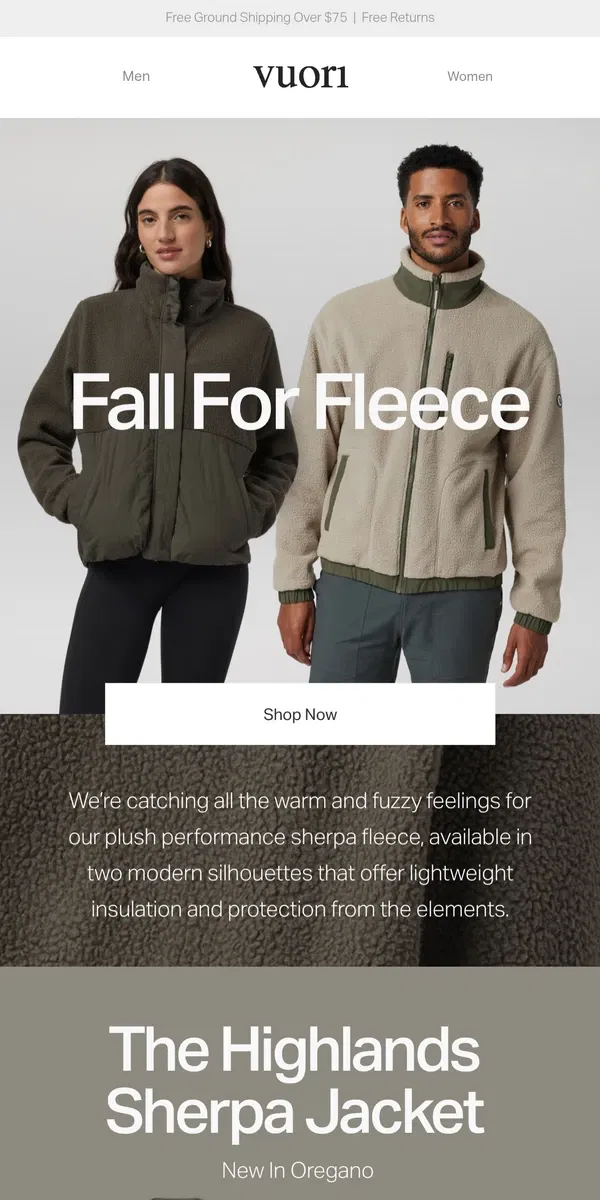 Email from Vuori. Our Softest Fleece For Fall