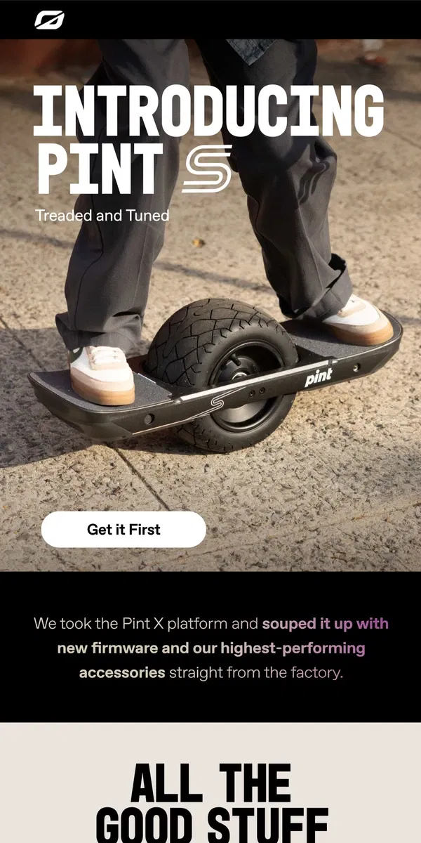 Email from Onewheel. Introducing Pint S 😈