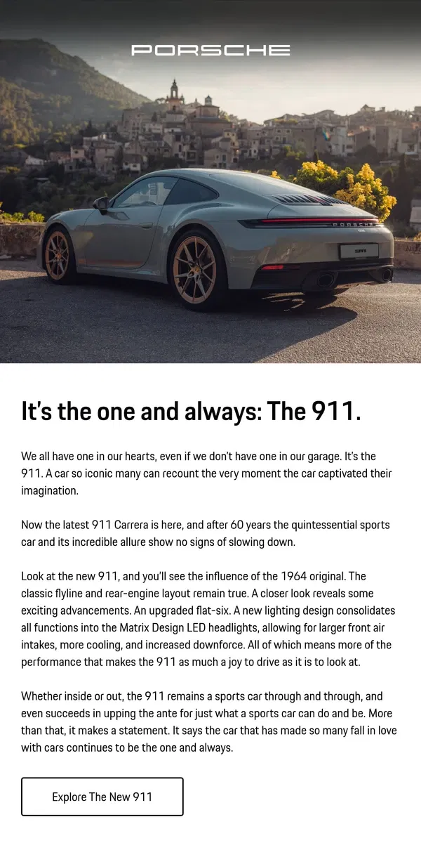 Email from Porsche. Introducing the newest 911, a historic IMSA victory, and more.