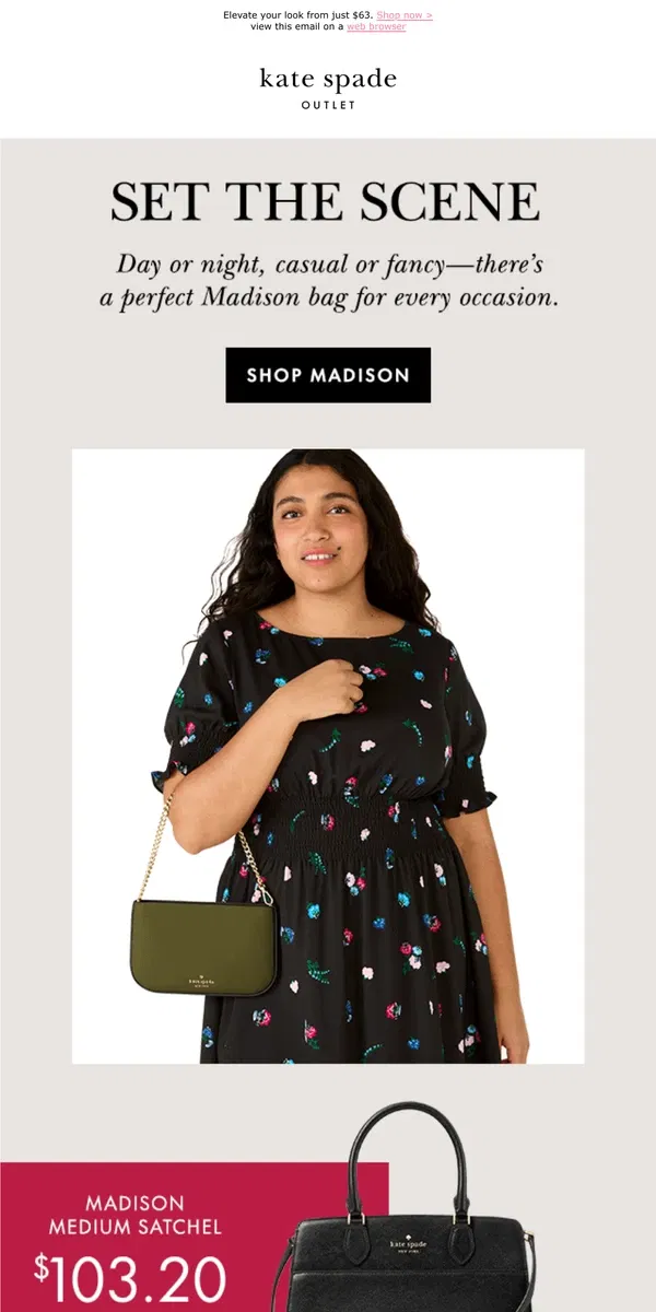 Email from Kate Spade. Don't miss these Madison bags on sale!