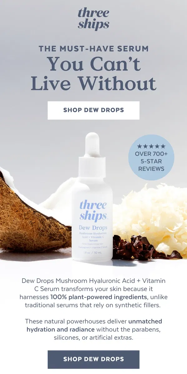 Email from Three Ships Beauty. Why Mushrooms Are Your Skin’s BFF 🍄