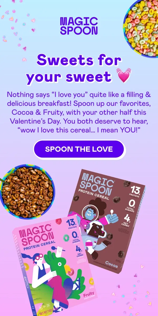 Email from Magic Spoon Cereal. The perfect pair  🍓 🍫