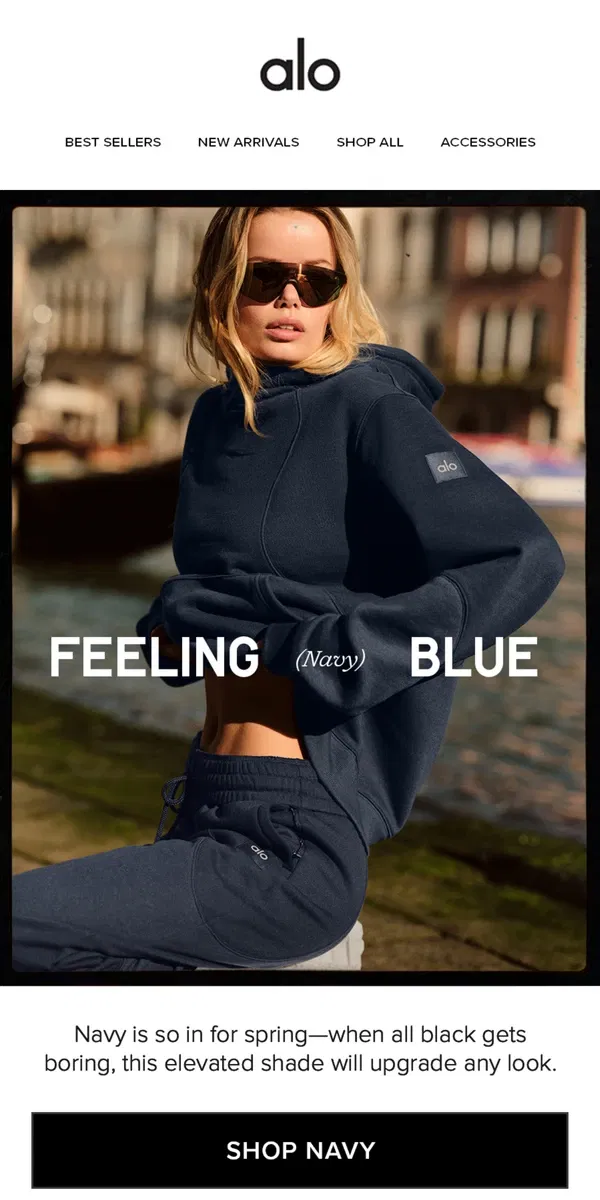 Email from Alo Yoga. Spring's calling...it wants you in Navy