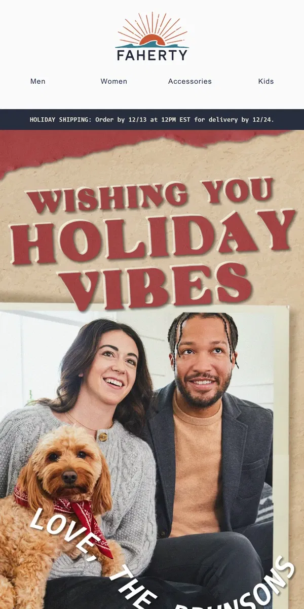 Email from Faherty. Jalen Brunson-Approved Holiday Looks