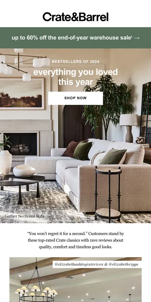 Email from Crate & Barrel. These are the items everyone loved in 2024 →