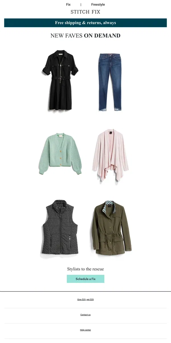 Email from Stitch Fix. New-for-you looks whenever you want