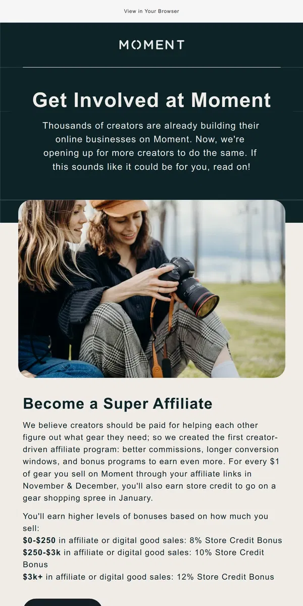 Email from Moment. Get Involved at Moment