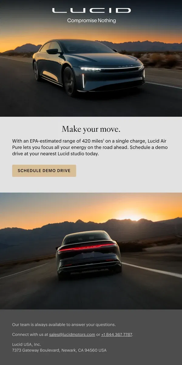 Email from Lucid Motors. Seize your chance.