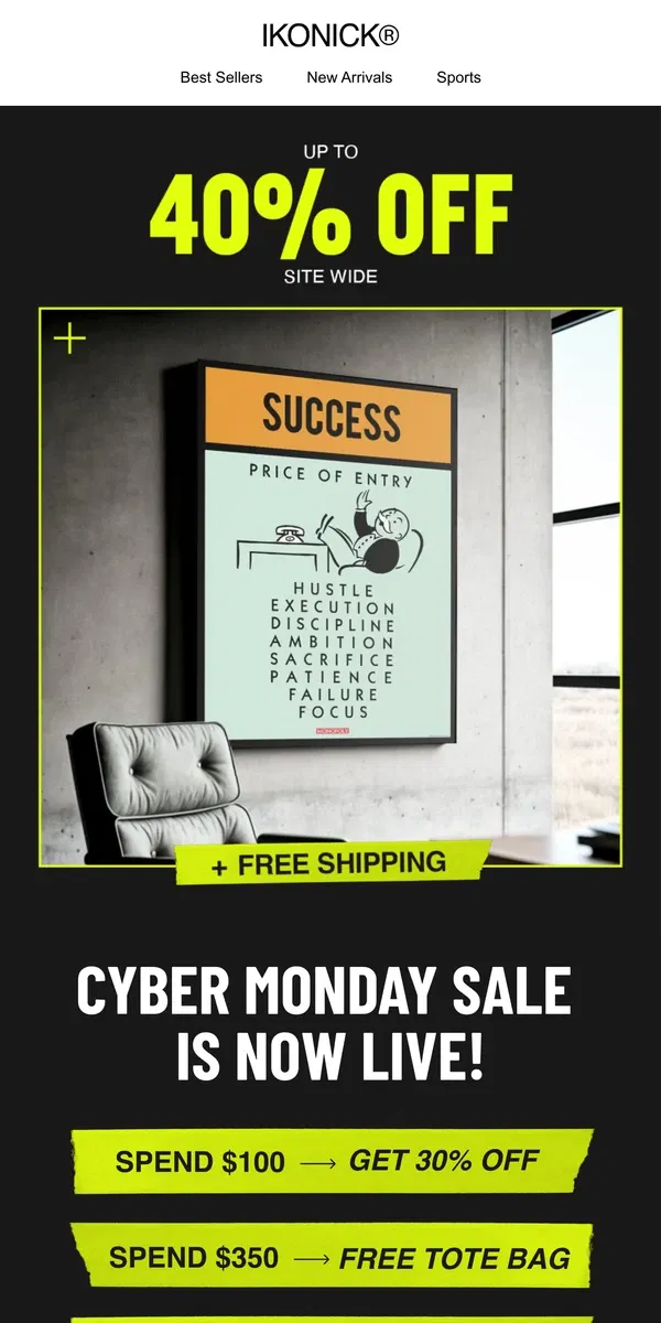 Email from IKONICK. Cyber Monday 40% OFF 🤑