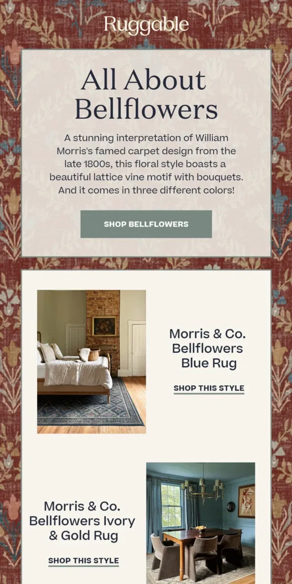 Email from Ruggable. Top Rated: Our Morris & Co. Bellflowers Rug